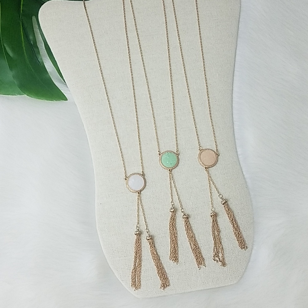 Druzy Tassel Necklace Set